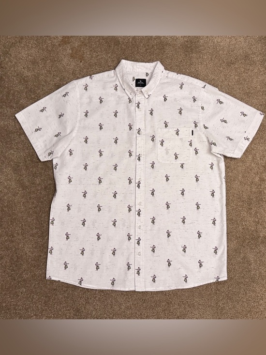 Rip Curl Other - White SS Button-Up Shirt with All-Over Hula Dancer Print by Rip Curl size XL
